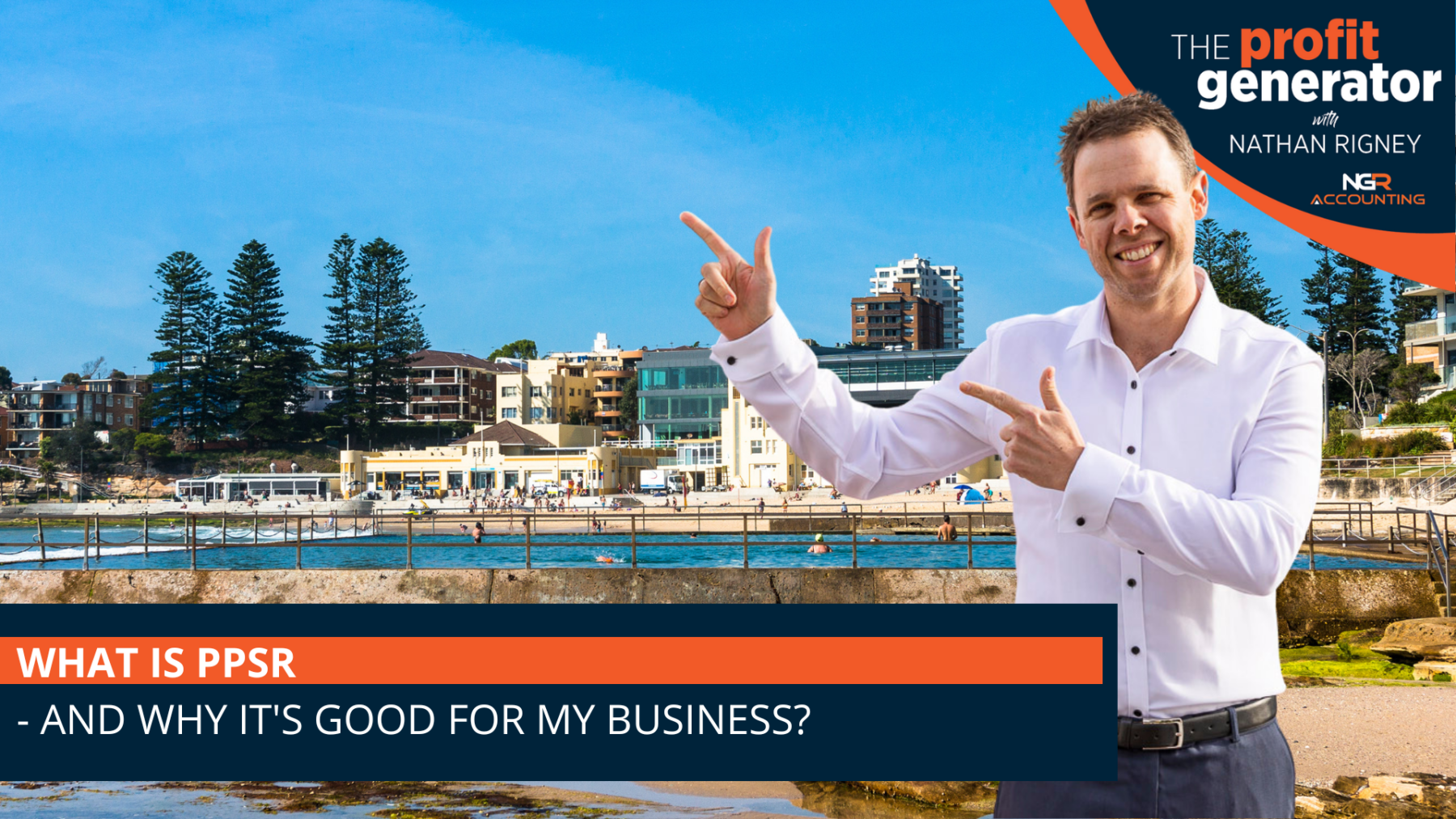 Nathan Rigney in front of an image of Cronulla Beach and Cronulla RSL
